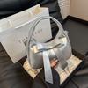 Bolsa 2025 Nova Cor Sólida Sob o Braço Feminina Bolsa Transversal Moda Nicho Bolsa de Ombro com Laço Senso Bolsa Pequena