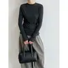 Camiseta Básica Redonda Simple Luxi para Mujer, Nueva Colección Otoño 2026, Ajustada Elástica de Manga Larga Top 2049