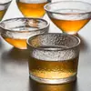 Vidrio resistente al calor soplado a mano textura de patrón de martillo sala de té casera juego de té japonés Kung Fu hecho a mano taza de degustación