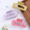 Pinza para el pelo cuadrada retro de lunares con diseño calado estilo coreano en colores dopamina, pinza de tiburón grande, accesorio para el pelo simple y versátil para la parte trasera de la cabeza