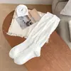 Meias estilo Ballet para Mulheres, Meias Finas de Algodão para o Verão até a Panturrilha, Meias Brancas Absorventes de Suor para Panturrilha, Sapatos Mary Jane, Meias Longas Folgadas para o Verão