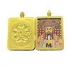 Popular Pintura Thangka Semimanual con Adornos Dorados Núcleo de Acero de Titanio Joyería de los Cinco Dioses Ga'U Amuletos en Blanco Colgante de Buda Colgante de Collar Dorado