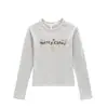 Camiseta Negra de Cuello Redondo y Manga Larga para Mujer, Nuevo Modelo 2026, Diseño de Letras de Fuegos Artificiales Graffiti de Nicho, Top Ajustado para Mujer