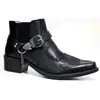 Botines Nuevos de Fábrica para Comercio Exterior Moda Personalidad Hebilla Tacón Grueso Punta Fina 39-48 Botines Chelsea Botas de Hombre