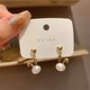 Pendientes de Perla de Conejito con Microincrustaciones de Circonita Estilo Coreano de Moda, Pendientes de Perla de Conejito Pequeño Dulce y Lindo con Aguja de Plata S925 para Mujer