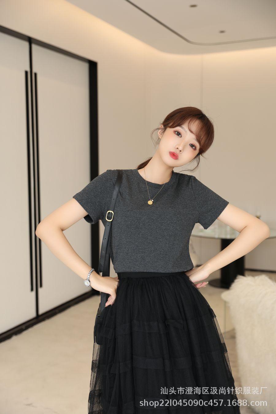 四季百搭秋季黑色黑天鹅纯色高腰网纱蓬蓬裙A字裙半身