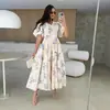En Stock Amazon Aliexpress Comercio Exterior Europeo y Americano Ropa de Mujer Nueva Vestido con Dobladillo Amplio Estampado de Manga Corta con Lazo