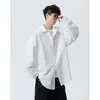 Camisa Blanca de Textura Americana de Manga Larga para Hombre Otoño Nueva Holgada de Marca Trendy High Street Pícaro Atractivo Chaqueta Camisa Casual