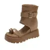 Botines de Suela Gruesa para Aumentar la Altura para Mujer, Nuevo Estilo Verano 2026, Botines Romanos sin Cordones para Aumentar la Altura de los Dedos para Mujeres Bajitas