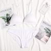 Sujetador Set de Ropa Interior Cómodo de Espalda con Hebilla Delantera y Copa Triangular Francesa Brillante Sexy para Mujer