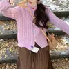 Abrigo suéter con botones de arcoíris para mujer, estilo coreano, dulce y preppy, cárdigan de punto holgado y suave para otoño e invierno