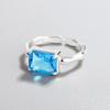 Anillo de Circón Azul Moda Literario Elegante Exquisito de Alta Gama Ins Trendy Geométrico Anillo Abierto Suministro de Comercio Electrónico