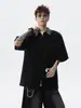 Camisa de Manga Corta con Cuello Patchwork Estilo Nuevo Primavera y Verano Estilo Japonés Estilo Perezoso Diseño de Nicho Top Casual Suelto y Versátil para Hombre