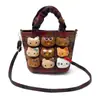 Bolsa Satchel Retrô Pelúcia Pequena Quadrada Boneca Gatinho Desenho Animado Bolsa Feminina Outono Inverno Nova Lã Nicho Transversal Bolsa Infantil