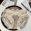 Bragas de encaje con estampado de leopardo, estilo francés, puras y sexys, de cintura media para mujer, con fuelle extendido, bragas de triángulo finas para niñas