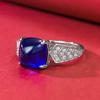 Joyería Mujing 2023, nuevo anillo de plata S925 azul real de 8 x 8 mm con diseño de torre de azúcar, estilo europeo y americano. AliExpress
