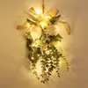 Decoração de Parede de Buquê Invertido de Eucalipto Estilo Floresta Folha de Dinheiro Flor Artificial Decoração de Casamento Pingente Flor Artificial Maçaneta de Porta