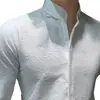 Camisa Masculina de Seersucker com Gola Alta, Estilo Fino de Verão, Luxo Leve, Camisa Social Masculina de Alta Qualidade