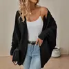 Ropa Europea y Americana 2025 Exportación Otoño e Invierno Nuevo Cárdigan de Punto Aliexpress Cárdigan de Color Puro de Punto de Punto de Longitud Media para Mujer