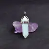 Los más vendidos de Amazon 8*32 Columna Hexagonal de Doble Punta Bala Piedra Natural Accesorios DIY Colgante de Cristal Ágata Jade