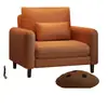 Sillón individual de cuero vintage, adecuado para apartamentos pequeños, sala de estar, balcón, o como silla de ocio para un área de recepción o sala de descanso, con respaldo