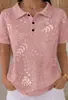 2026 Transfronterizo TEMU Nueva Blusa de Verano para Mujer Color Sólido Estampado Digital 3D Cuello de Botones Manga Corta