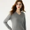 Nueva camiseta base de punto de cachemira para otoño e invierno, moderna, suave, cómoda, sencilla, agradable para la piel, cálida, jersey de manga larga para mujer