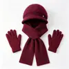 Conjunto de tres piezas para mujeres de mediana edad y mayores: gorro de punto grueso y cálido de otoño e invierno, gorra de béisbol de pelo de conejo, bufanda y guantes