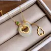 Regalo Calabaza natural no se separa collar colgante arena oro plata retro clásico estilo corte Jade Blanco para enviar familia colgante