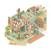 Pegatinas de Paisaje Azul Estilo Dibujos Animados, Pegatinas Lindas de Escena de Casa Miniatura 3D, Pegatinas para Diario de Escena para Aliviar el Estrés