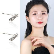 925纯银韩国女耳饰锆石一字形耳骨钉小众设计高级感耳环百搭超闪