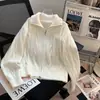 Estilo Coreano Viento Perezoso Cuello Retorcido Holgado Cremallera Doble Suéter Cálido Para Mujer Invierno Aspecto Delgado Color Sólido Top Versátil