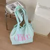 Bolso de Lona con Letras Estilo Perezoso para Mujer, Simple y de Alta Gama, Bolso Tote de Gran Capacidad, Bolso de Hombro Versátil para el Viaje Diario Casual