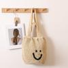 Bolso de Hombro Casual Tejido de Algodón con Sonrisa Estilo Nuevo Estilo Fresco Portátil para Viajes Diarios Bolso Tejido de Paja Bolso de Playa para Vacaciones en la Costa