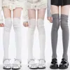 Meias Brancas Acima do Joelho Femininas Primavera e Outono Algodão Cano Alto Meias Empilhadas Japonesas JK Cano Longo Joelho Meias Maillard Coelho com Botas