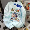 Sudadera Redonda Tie-Dye Americana Linda de Crayon Shin-Chan para Mujer, Diseño de Otoño e Invierno, Top Holgado Estilo Callejero