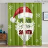 Cortinas de Grinch Navideño Decoración Festiva Cortinas Romanas Cortas Sin Taladro Cortinas Impresas Digitalmente