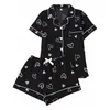 Pijama Simple de Burbujas Arrugadas Europeo y Americano 2026 para Mujer Verano Manga Corta Estampado Floral Ropa de Casa Venta Directa de Fábrica