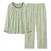 Pijama para Mujer Estilo Primavera y Otoño Algodón Puro Manga Larga Pantalón Largo 2026 Nuevo Otoño Damas Madres de Mediana Edad Ropa de Casa 100% Algodón