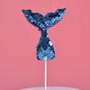 Decoración para tartas con forma de cola de sirena brillante con temática oceánica, con lentejuelas y cola de pez rosa