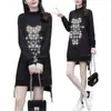 Vestido Moletom Assimétrico Cobre Barriga para Gordinha Outono e Inverno Novo Tamanho Grande Solto Emagrecimento Aparência Comprimento Médio Vestido Hot Diamond