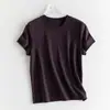 [Procesamiento y Personalización] Camiseta Sencilla de Seda de Morera Algodón Mercerizado Fresco Holgada Ajustada Cuello Redondo Manga Corta Camiseta Blanca para Mujer