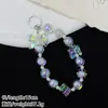 Pulseira Quadrada de Cristal Branco Transparente com Laço Ins Corrente para Celular Chaveiro Capa de Celular Cordão Corda de Mão Portátil Novo