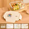 Lonchera de vidrio para trabajadores de oficina, recipiente para preparación de comidas, tazón apto para microondas con tapa, caja para mantener la frescura, con compartimentos, sellado, caja para frutas