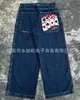 Jeans Masculino Estilo Americano Tendência Retrô Lavado Padrão Hip-Hop Bordado Y2K Primavera e Outono Verão Estilo Fino