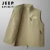 Colete Externo Reversível com Forro de Fleece Jeep Spirit Masculino Outono/Inverno Gola Alta Impermeável Resistente ao Desgaste