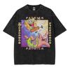 Camisa de manga corta holgada informal de estilo hip-hop para parejas, con estampado desgastado, estilo retro, estilo europeo y americano, con animación de dibujos animados