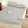 2026 Novo Tricô Fino Jato de Ar 13372 Algodão Puro Cor Sólida Simples Conjunto de Lençol de Cama Totalmente Algodão de Três Peças