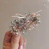 Presilha de Cabelo de Laço com Pedras Strass Brilhantes e Contas para Mechas Finas, Costeletas, Alto Valor, Temperamento Suave, Versátil para o Dia a Dia, Personalidade