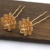 Horquilla para el cabello con forma de corona de flores tridimensionales de tres capas de color dorado y cobre fundido antiguo, material para tocado de corona de fénix